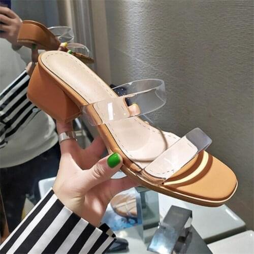 2020 New PVC Jelly Sandals Crystal Open Toed Sexy Thin Heels Crystal Women Transparent Heel Sandals Slippers Pumps 40