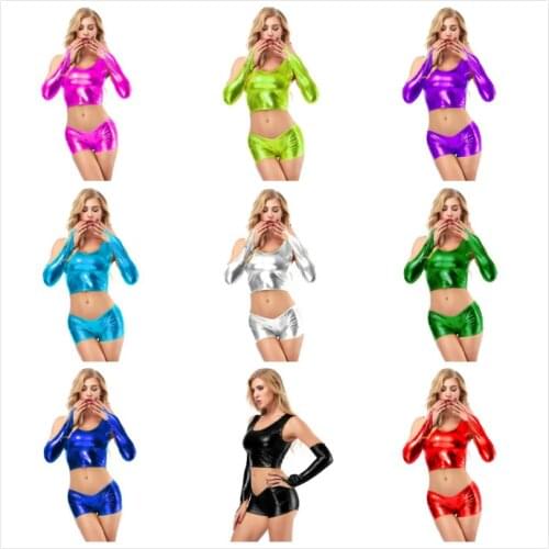 New Shiny Pole Dancing Club Sexy Lingerie Womens Sexy Briefs Metallic Color Lingerie Low Waisted Underwear Panties Intimates