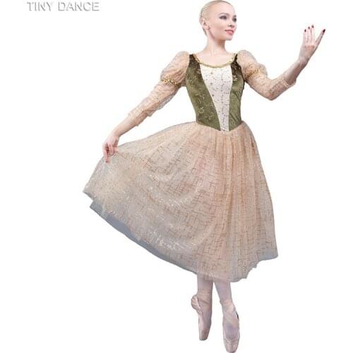 Wholesale Gold Long Sleeve Romantic Ballet Dance Tutu Dress Child and Adult Stage Show Costume 18036