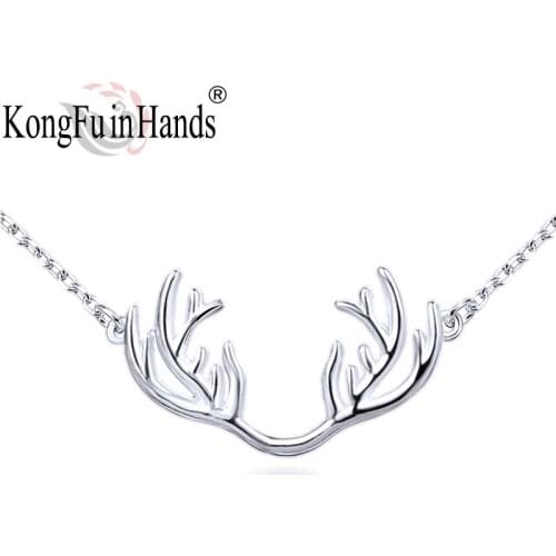 925 Sterling Silver Antlers Pendants Necklace For Women Cute Animal Shape Prevent Allergy Comfortable Daily Wear For Girlfriend