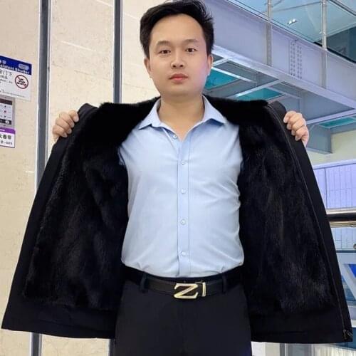 Natural Mink Fur Coat Men Parka Hooded Fur Jacket 2021 New Winter Fashion Casual Outwear Plus Size Custom
