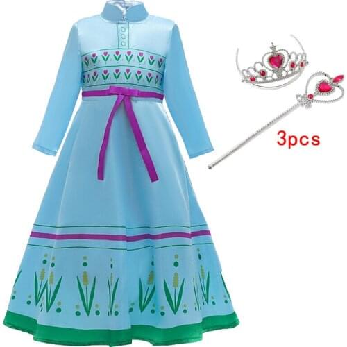 Dress for girls princess dress with printed bow-tie waist cosplay dress prom dress girl clothes childrens clothing 3-12 years