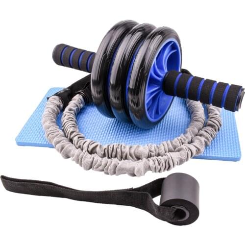 AB Wheels Roller with Resistance Bands Door Anchor Abdominal Exercise Machine Core Strength Muscle Trainer Fitness Home Gym Gear