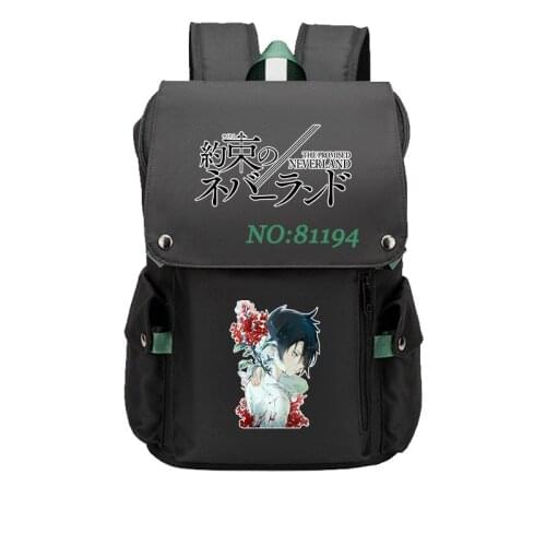 The Promised Neverland Anime Laptop Backpack Emma Norman Cos School Bags Large Bookbag Women Travel Bagpack Girls Flap Bags