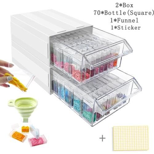 5d Diamond Painting Accessories Detachable Storage Container 1/2 Boxes Drawers with Individual Bottles For Beads Seeds Drills