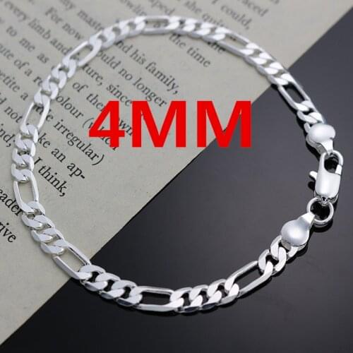 Special offer fashion 925 sterling silver Bracelet for woman classic 4MM sideways chain fine jewelry Wedding party lady gifts