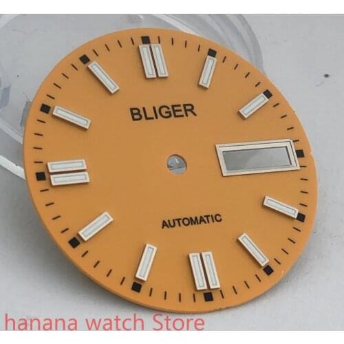 BLIGER Sterile 29mm dial date kit is suitable for NH36 night plate parts male watch movement dial yellow
