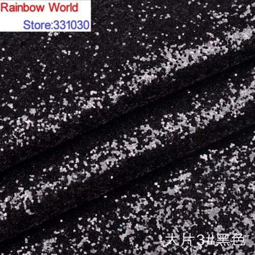 3# Black Thick Shiny Vinilic Sequin PU Leather fabric with paillette for DIY wedding decotate KTV hotel Garment(100*138cm)