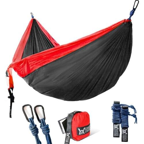 Single & Double Camping Hammock with Hammock Tree Straps Portable Parachute Nylon Hammock for Backpacking Travel