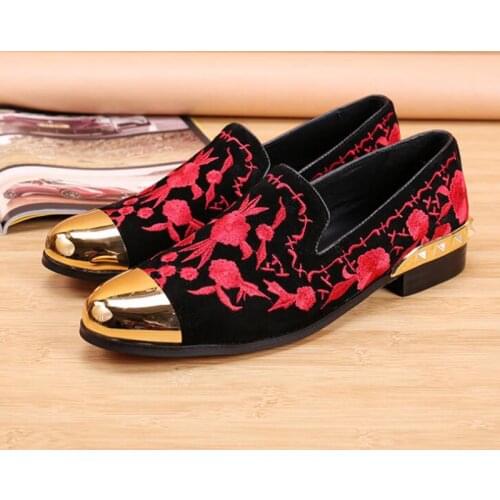 Black dress shoes men Classical Style Business Shoes mens Genuine Suede Leather embroidery designer fashion dress shoes for men