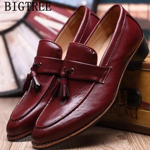 Leather Shoes Men Formal Luxury Brand Tassel Loafers Party Shoes For Men Italian Elegant Shoes Men Classic Coiffeur Ayakkab Bona
