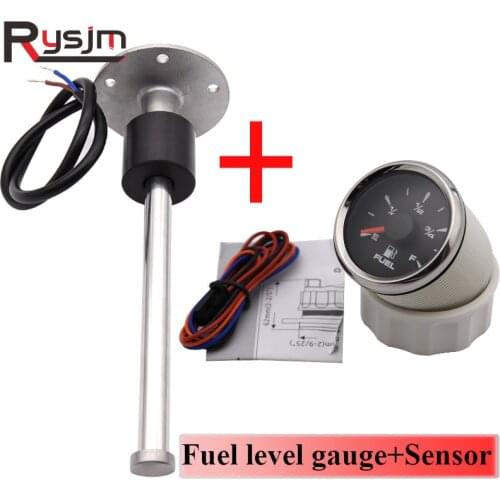 0-190ohm Boat Car Fuel Level Gauges Universal 52mm Fuel Level Meters with Fuel Gauges Sensor Sender Unit for yacht truck 12V 24V