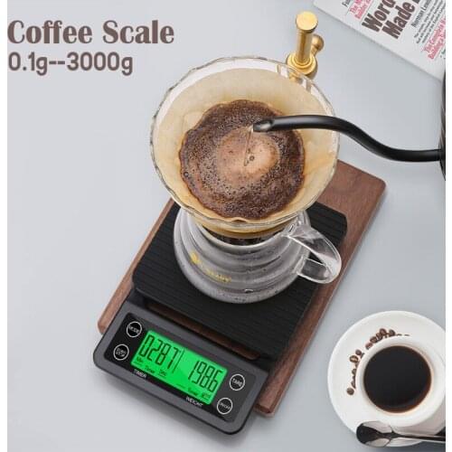 Portable 3kg/0.1g Drip Coffee Scale With Timer Electronic Digital Kitchen Scale High Precision LCD Electronic Scales