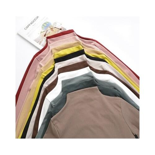 Turtleneck T Shirt Tees 2019 Winter Autumn Womens Causal Solid Loose Long Sleeve TShirts Basic Bottoming Women Long Sleeve Shirt