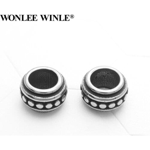 Wonlee Winle Stainless Steel 7mm Big Hole Spacer Beads Charm For Bracelet Jewelry Making DIY Men&Women String Bracelets