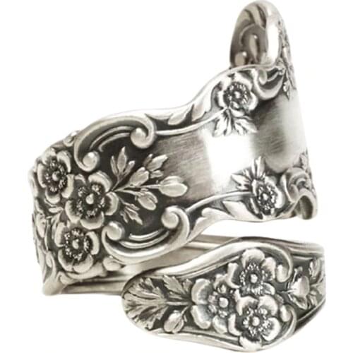 Vintage Antique Color Women-Midi-Rings Graceful Engraved Flower Pattern Retro Party Female Finger Ring Stylish Jewelry