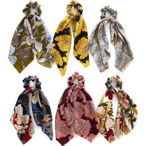 10pcs Stylish Women Satin Floral Print Elastic Hair Band Scrunchy for Lady Girls Ponytail Holder Hair Ties Accessories