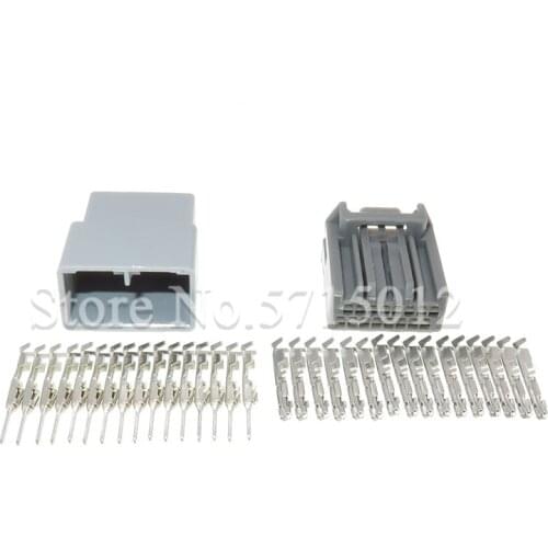 16 Hole Automotive Female Male Socket Wire Connector Grey Auto Cable Plug For Honda