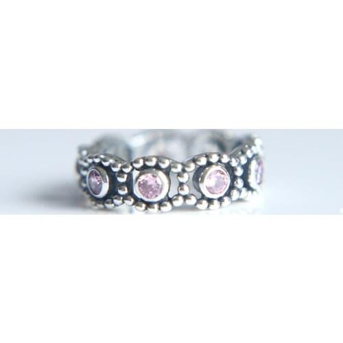 2018 jewelry 925 sterling silver vintage big ring with round pink clear CZ for womens rings