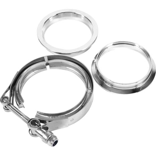 3" Inch Stainless Steel V-Ring Clamp And Iron Adapter With 2 Flanges Kit Exhaust Down Pipe For Turbos Blow-Off Valves Exhausts
