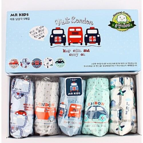 5pc Childrens Panties Boys Cotton Underwear Baby Panties Underpants Infantil Kids Briefs for Kids Cartoon Car Briefs for Boys