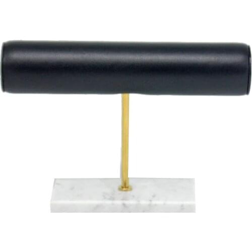 White Marble Display Stand Shoot Props Stainless Steel PU Leather Bracelet Storage Watch Stand