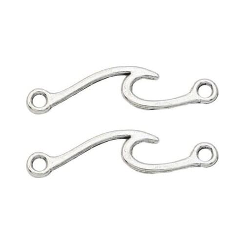 Free Ship 100Pcs Silver Plated Wave Connectors Pendant Charms Jewelry Findings 33x9mm