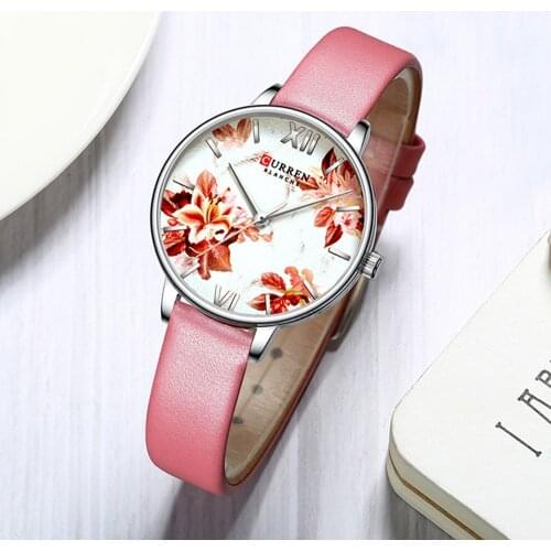 CURREN Pink Watch Women Watches Ultra-thin Ladies Creative Steel Womens Bracelet Watches Leather Female Girl Clock Montre Femme