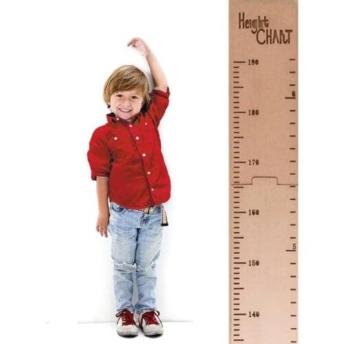 Kids Height Growth Chart Wall Stickers Nordic Wooden Hanging Ruler Childrens Room Livingroom Wall Decor Measurement Stickers