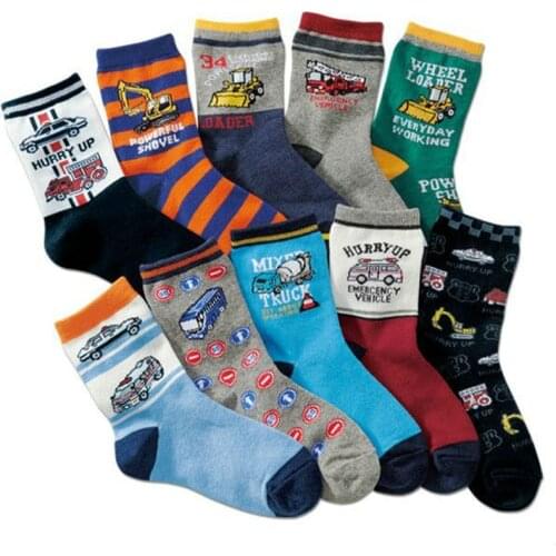 Children Wit Autumn Winter New Hot Kids Socks Cotton Cartoon Car Animal Pattern Boy Socks 3-16 years Girl Socks 10 Pairs / lot