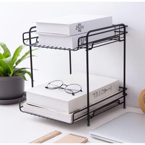 Double layers Iron Art upholstery Desktop Storage Plank Office File Book Published Sheet Bathroom Miscellaneous Organizer Sheets