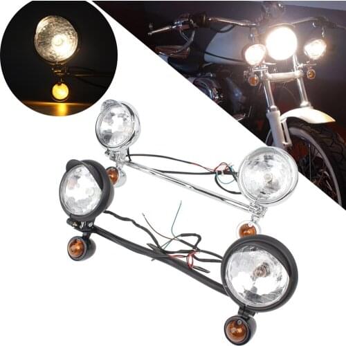 Motorcycle Light Bracket Bar Driving Fog Spot Light Bar Turn Signals light For Yamaha V-Star XVS 650 950 1100 Custom Silverado