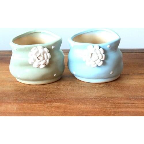 Ceramic succulent pot old pile succulent plant pot kiln glazed hand pinch flower pot flower hanging decoration Desktop