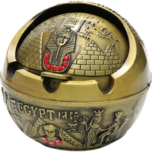 H7JB Creative Ashtray with Lid Cigar Cigarettes Ashtray Windproof Metal Tray Home Desktop Decor