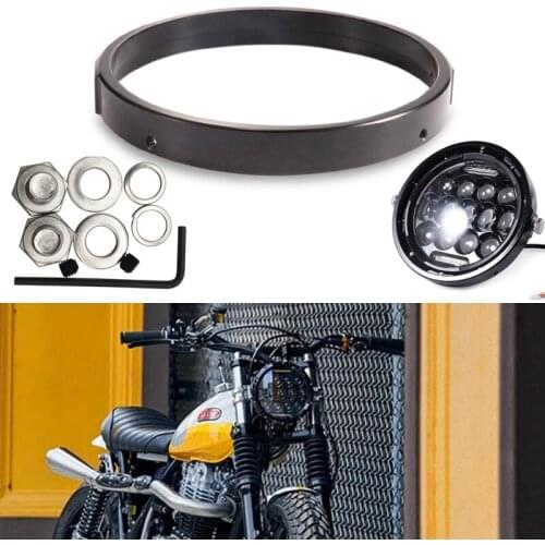 5.75'' - 7'' Moto Round Headlight Housing Ring Mount Bracket Cover Headlamp Trim For Harley Honda Yamaha Cafe Racer Universal