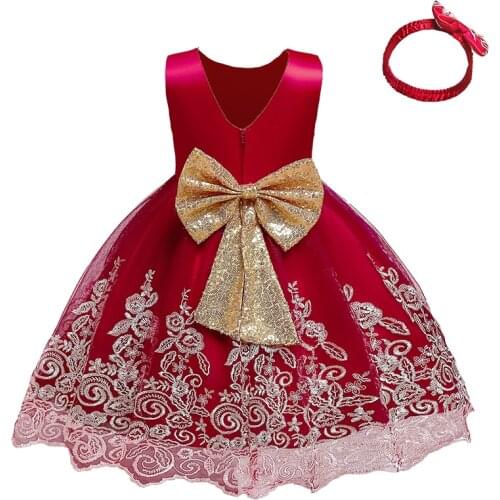 Lace Flower Baby Girls Dress Wedding Birthday Prom Gown Toddler Kids Christmas Party Costume Children Elegant New Year Clothes