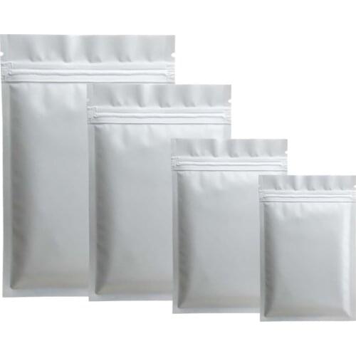 Matte Black White Small Aluminum Foil Mylar Zip Lock Plastic Bags Herb Powder Heat Sealable Flat Ziplock Packaging Bag 100pcs