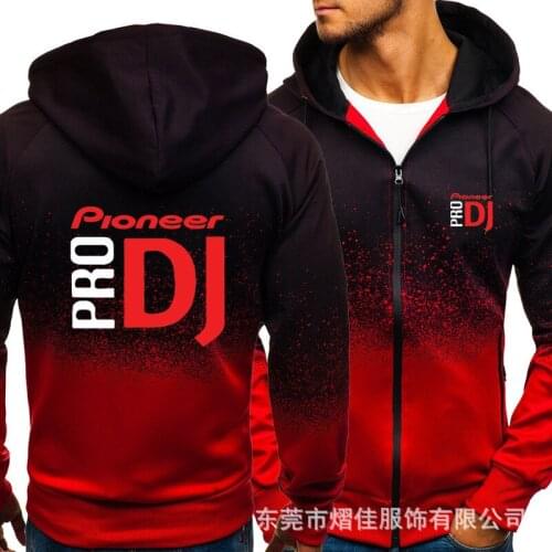 Fashion Mens Hoodies Pioneer pro DJ Casual Harajuku Gradient color Cardigan Coat Mens Fleece Outdoor Sweatshirts zipper Jacket