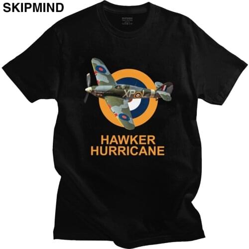 Raf Hawker Hurricane And Roundel T Shirts Men Short Sleeved Aviation Enthusiast Fighter Aircraft Tee Tops 100% Cotton T-shirt