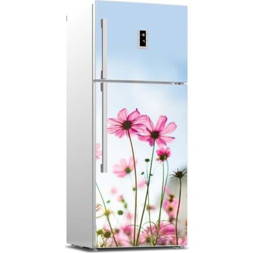 Fridge Sticker Flower Under Blue Sky Refrigerator Dishwasher Door Wrap Kitchen Wallpaper Accessories Modern 3d Wall Stickers