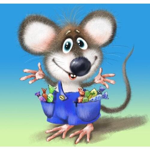 New 5d Diy Resin Diamond Painting Cross Stitch Diamond Embroidery Cute Mouse Pattern Rhinestone Full area Pasted Mosaic AS943