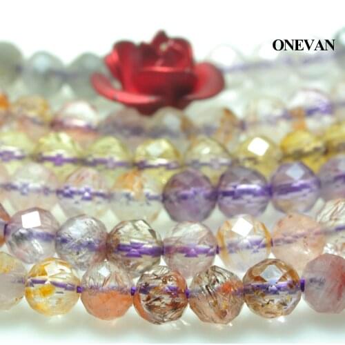 ONEVAN Natural Auralite 23 Quartz Crystal Faceted Round Beads 3mm Stone Bracelet Necklace Jewelry Making Diy Accessories Design