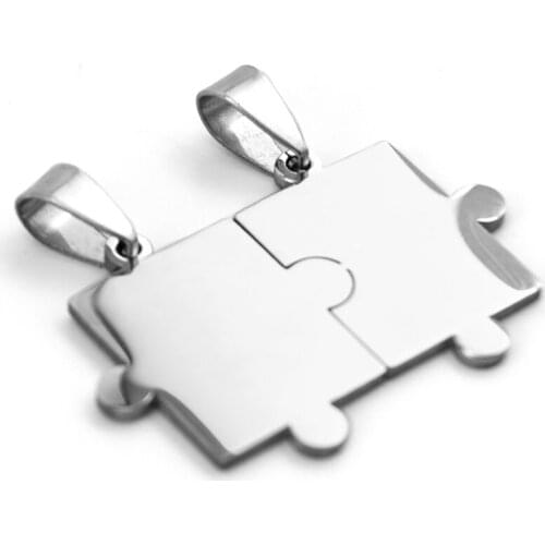 100% Stainless Steel Jigsaw Puzzle Tags Charms Pendant DIY Jewelry Making High Polished Wholesale 10pcs