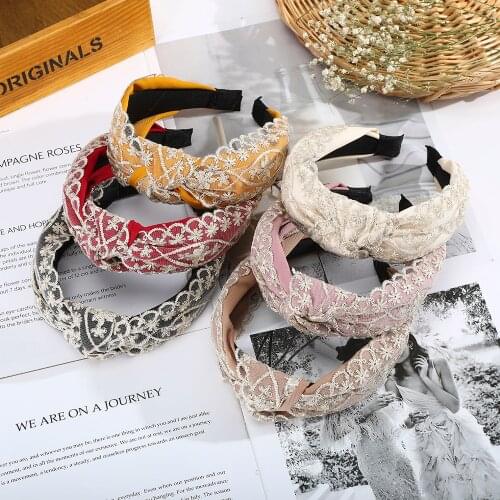 Haimeikang For Women Knotted Hair Band Wide-brimmed Headbands Simple Fabric Girls Hairband Mesh Yarn Bezel Hair Accessories
