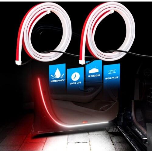 Car Door Opening Warning Flash Light Strips Welcome Brake Lights Strobe Flashing Ambient Atmosphere Lights Safety 12V
