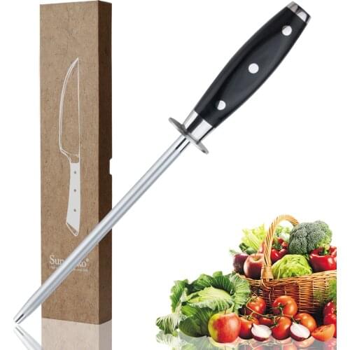 SUNNECKO Professional Knife Sharpener Stick Diamond Chef Knife Sharpener Kitchen Sharpening Rod G10 Handle for Damascus Knives