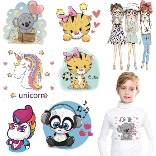 Lovely Animals Patches On Clothes Diy A-level Washable Kid Clothes Decor Application Ironing Sticker Cartoon Unicorn Accessory