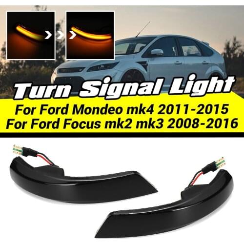 2x LED Side Rearview Mirror Indicator Light Dynamic Turn Signal Lights Lamp for Ford Focus 2 3 Mk2 Mk3 Mondeo Mk4 2008-2016