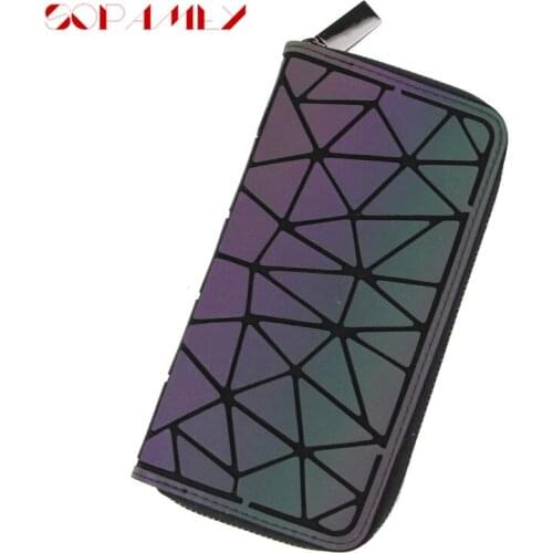 Luminous Women Long Wallets Geometric Lattice Wallet Women Clutch Purse Female Purse Card Holder cards noctilucent Purse
