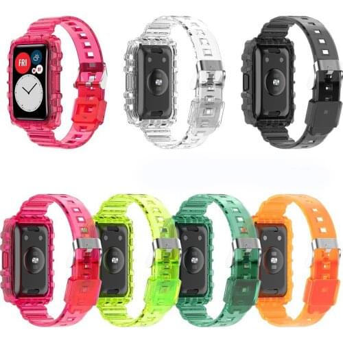 TPU Transparent Band Smartwatch Wrist Watchband Full Frame Crystal Case For Huawei Watch Fit Strap Smart Wristband Bumper Cover